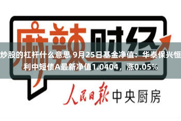 炒股的杠杆什么意思 9月25日基金净值：华泰保兴恒利中短债A最新净值1.0404，涨0.05%